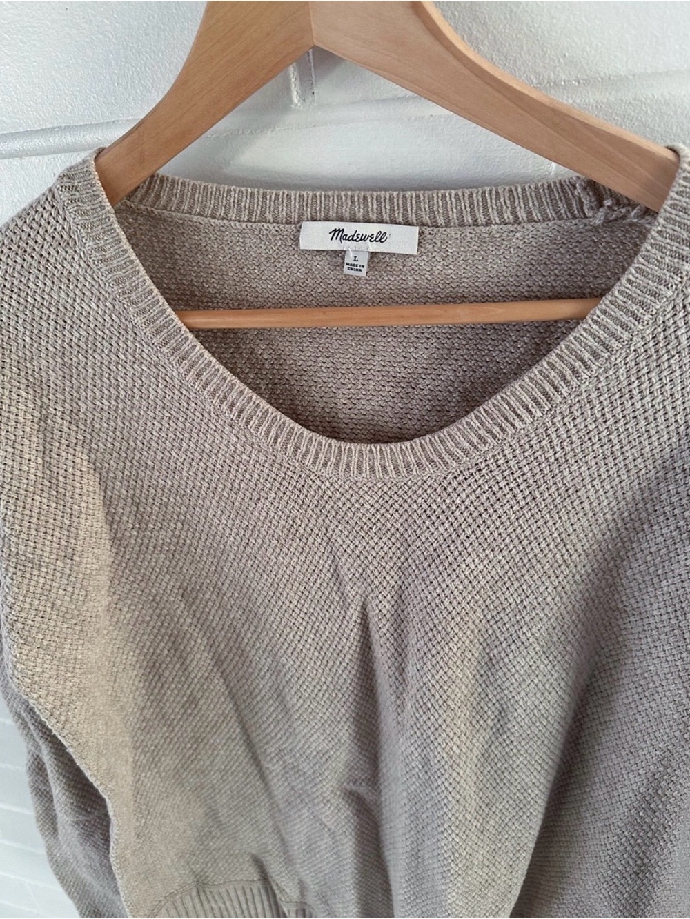 Madewell Oatmeal Scoop Neck Lightweight Knit Sweater - Picture 2 of 3